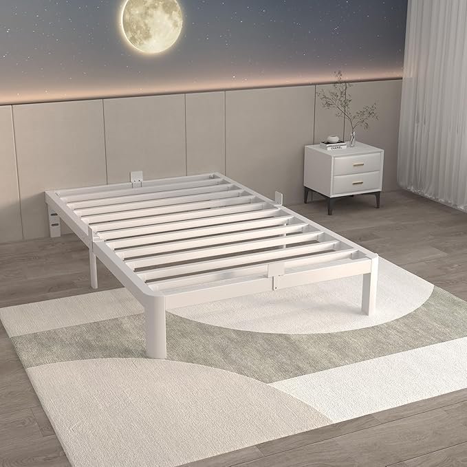 ITIMIDI 10 Inch White Bed Frame Twin Size by ITIMIDI