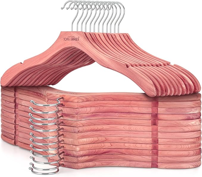 TOPIA HANGER Red Cedar Coat Hangers 24 Pack, Premium Wood Suit Sweater No by TOPIAHANGER