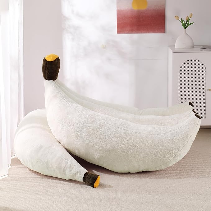 Banana Bean Bag Chair with Ottoman, Floor Sofa Bed with Footrest, Comfy - Image 7