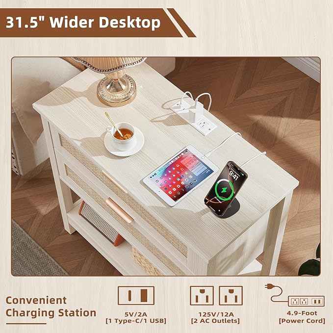 LEYAOYAO 31.5" Wide Rattan Night Stand - Image 4