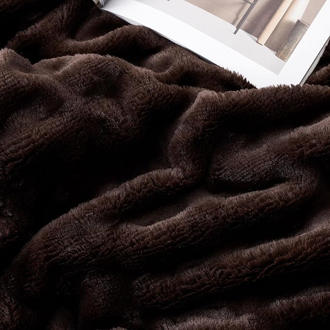 BATTILO HOME Dark Brown Faux Fur Throw Blanket - Image 6