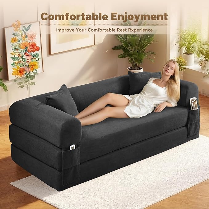 Convertible Futon Sofa Bed, Queen Sleeper Sofa Bed, Compressed Couch in a Box - Image 4