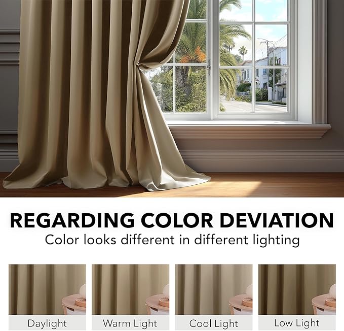 Deconovo Blackout Curtains, Thermal Insulated, W42 x L63 2 Panels, Back Tab - Image 6
