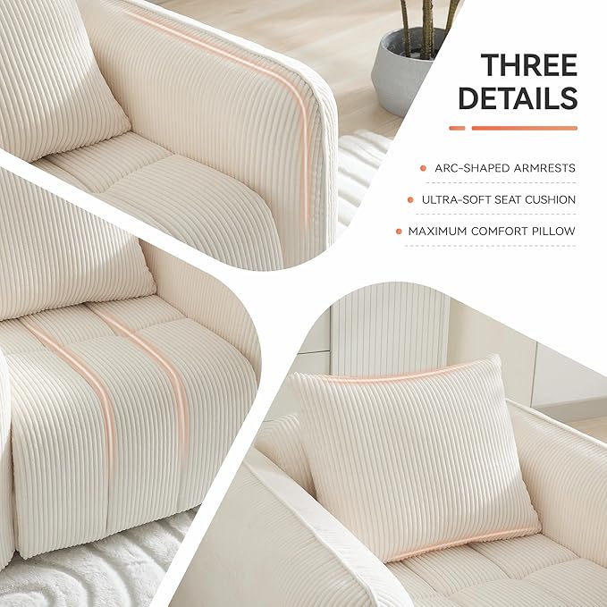 Oversized Boneless Corduroy Accent Chair, Comfy Deep Seat Armchair - Image 3