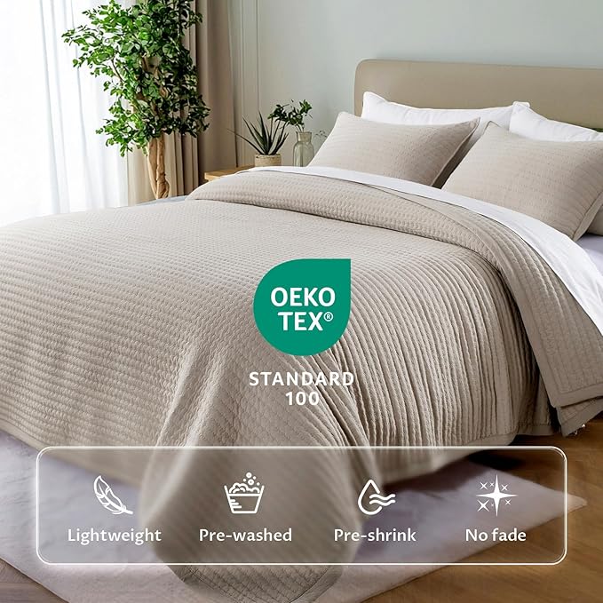 KASENTEX King XL Quilt Set 108"x98" – Soft Washed 3-Layer Lightweight Bedspread - Image 2
