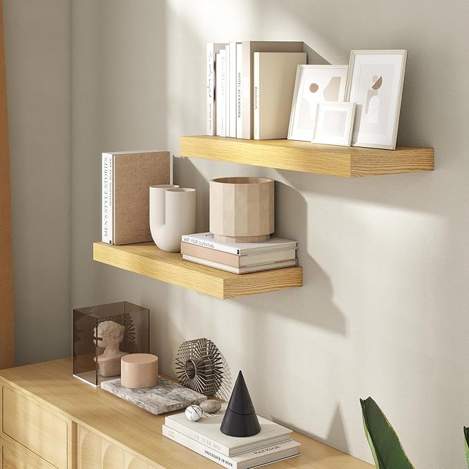 24 Inch Floating Shelves for Wall, 8 Inch Deep Floating Shelf for Storage & - Image 2