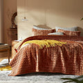 LEAONME Velvet Quilt California King-118''x106'', Lightweight Burnt Orange by LEAONME