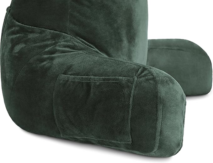 Husband Pillow Dark Green, Original Reading Pillow in Bed Rest Chair, Shredded - Image 8