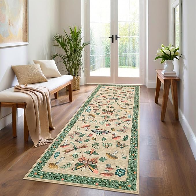 Mushroom Insect 2x6 Runner Rug for Hallway Washable Kitchen Rugs Non Slip - Image 3