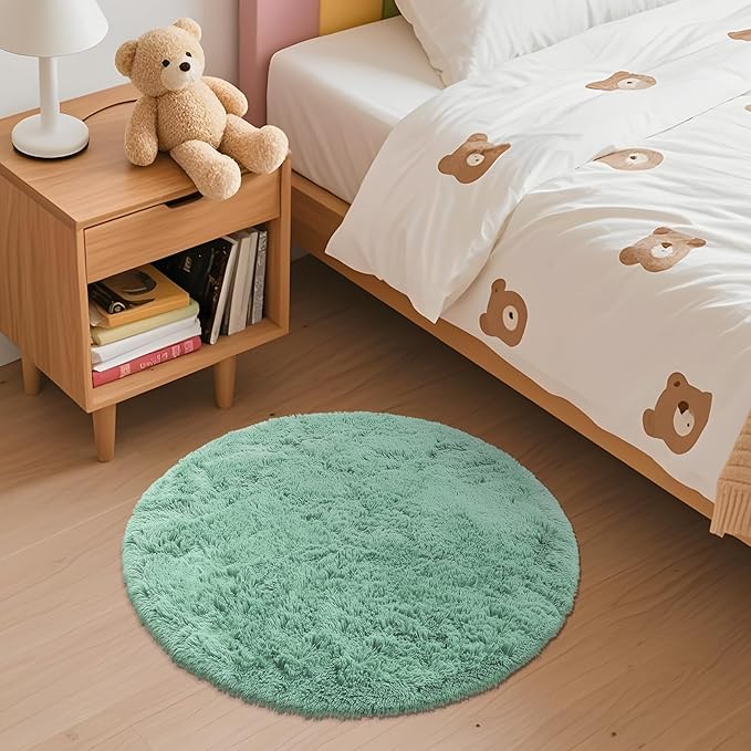 OLANLY Mint Green Round Rugs for Bedroom - Image 2