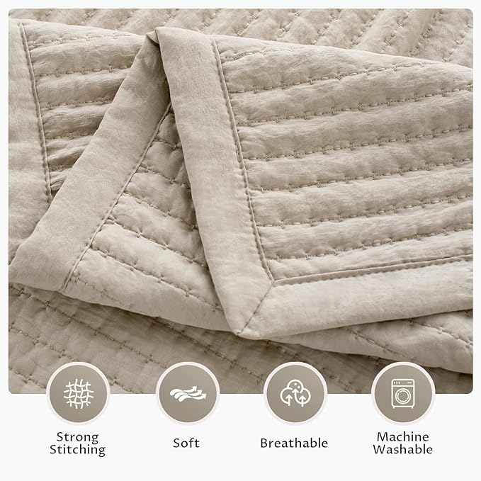 KASENTEX Oversized Queen Quilt Set 102"x106" – Soft Washed 3-Layer Lightweight - Image 5