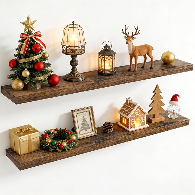 55 Inch Floating Shelves for Wall, 8 Inch Deep Floating Shelf for Storage & by Axeman