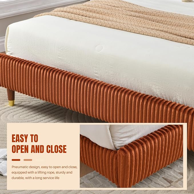 PINJU Queen Size Bed Frame, Upholstered Platform Bed - Image 7