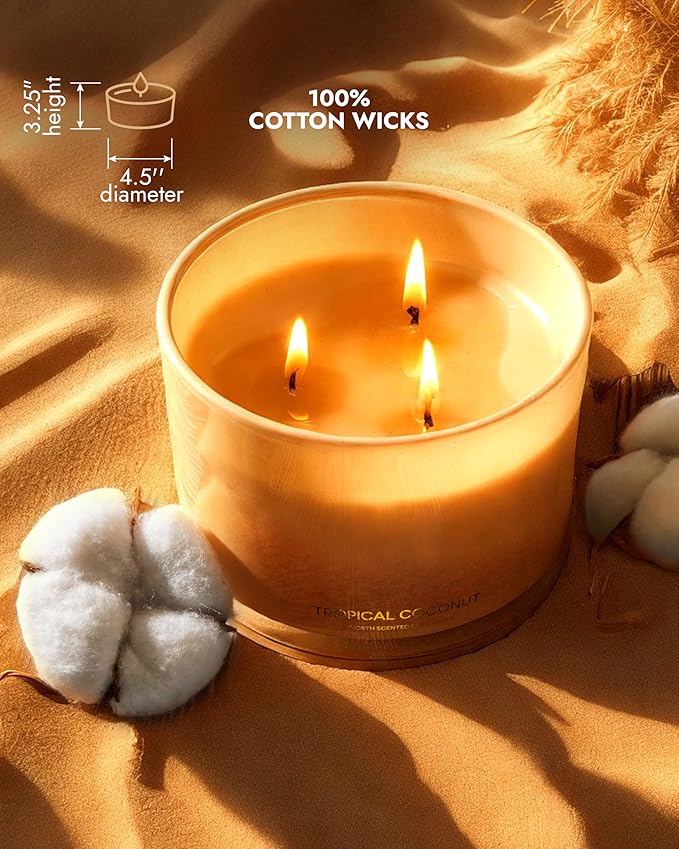 96NORTH Luxury Coconut Soy Candle | Large 3 Wick Jar Candle | Up to 50 Hours - Image 5