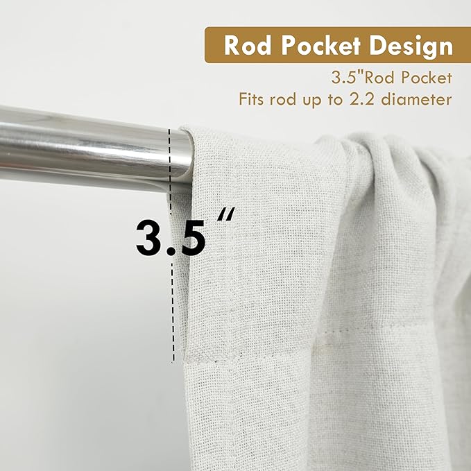 DriftAway Double Layer Linen Blackout Tie Up Curtains Thermal Insulated Fully - Image 5