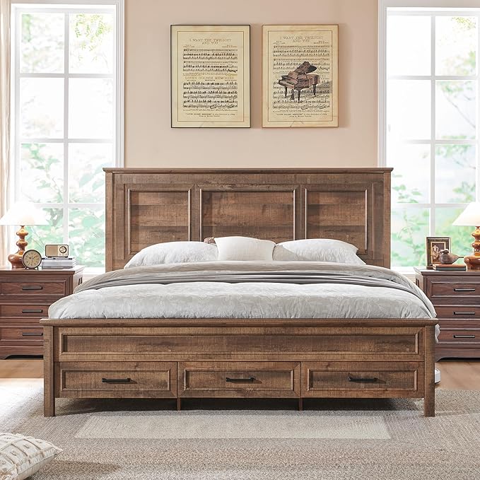 ACCOHOHO Farmhouse Queen Size Bed Frame by ACCOHOHO