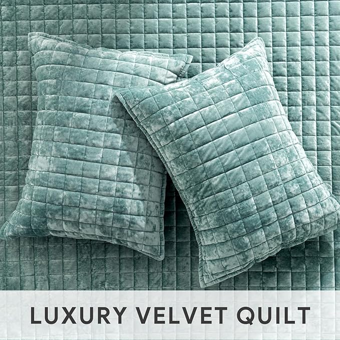 RECYCO Luxury Velvet Quilt Set King Size, Lightweight Velvet Comforter Set - Image 4