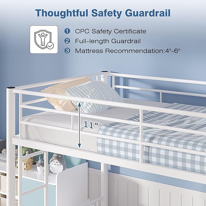 VECELO Bunk Bed Twin Over Twin, Metal Bunkbeds - Image 3