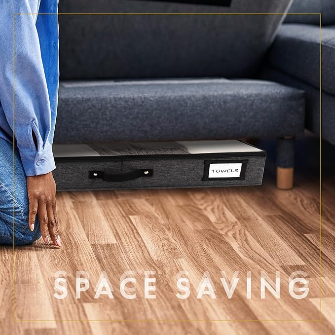 HOMELUX THEORY 2pc Low Profile Under Bed Storage Containers, Thin Under Couch - Image 7