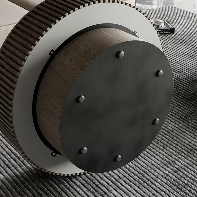 LKTART Round Coffee Table for Living Room, Accent Fluted Drum Coffee Table - Image 7