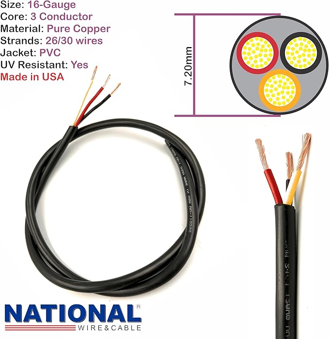 NATIONAL Wire & Cable – 16 AWG 3-Conductor Premium Copper Wire, 500 ft - Image 3