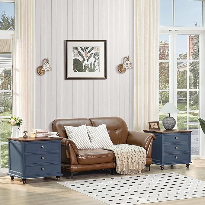 24" Wide Farmhouse Night Stand Set of 2, Large End Table - Image 5