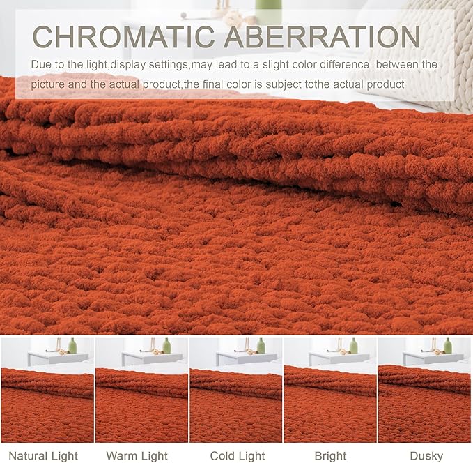 Chunky Knit Throw Blanket 60"X 80", 100% Handmade - Image 2