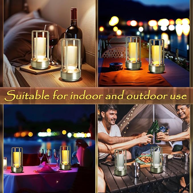 Crystal Lantern Lights Set of 2, Czgor Battery Operated Rechargeable Cordless - Image 6