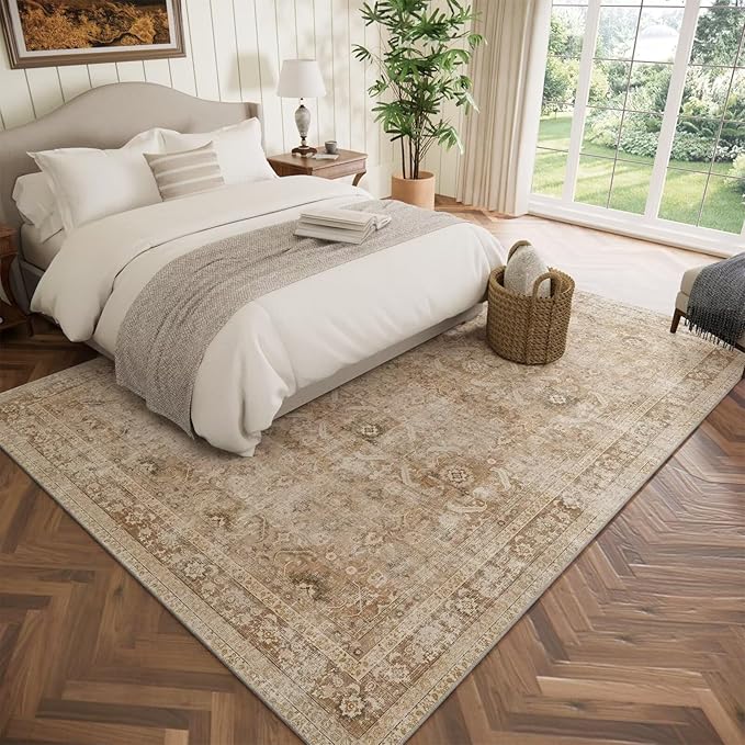 Washable 6x9 Area Rugs for Living Room, Boho Non-Slip Vintage Distress Large - Image 2