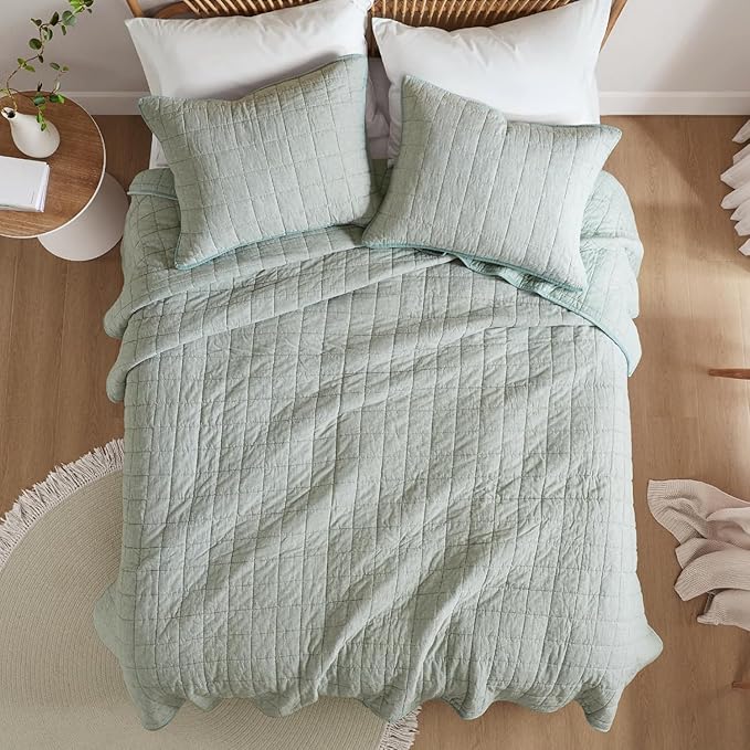 Hyde Lane Luxury Linen Quilt Set King Size, European Flax Cotton Blend Bedding - Image 2