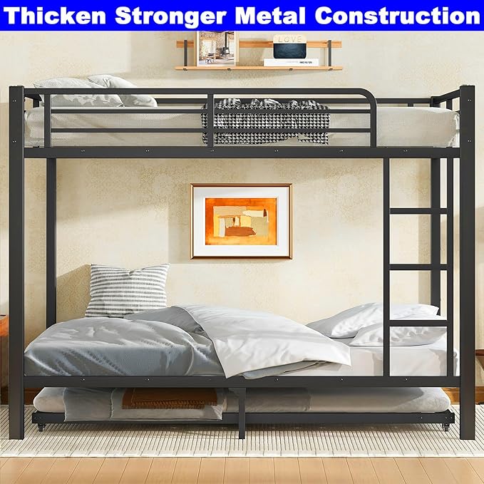 Upgraded Version Thicken Stronger Metal Heavy-Duty Full Over Full Bunk Bed - Image 3