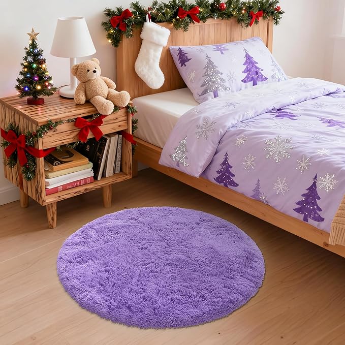 OLANLY Purple Round Rugs for Bedroom - Image 2