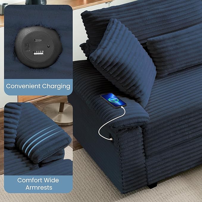 SUNWAVE 74" Double Chaise Lounge Chair Indoor, Loveseat - Image 5