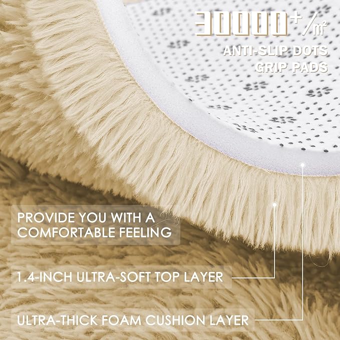 OLANLY Cream Round Rugs for Bedroom - Image 6