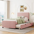 Twin Size Bed Frame with Trundle Bed, Velvet Upholstered Bed Frame, Twin Size by Bellemave
