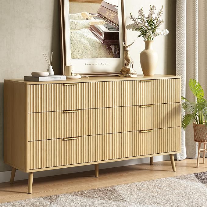 CARPETNAL Fluted 6 Drawer Dresser by CARPETNAL