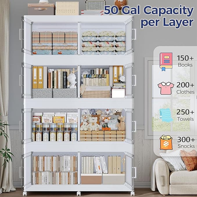 250GAL Storage Bins with Lid and Wheels, Stackable Closet Organizers and - Image 3
