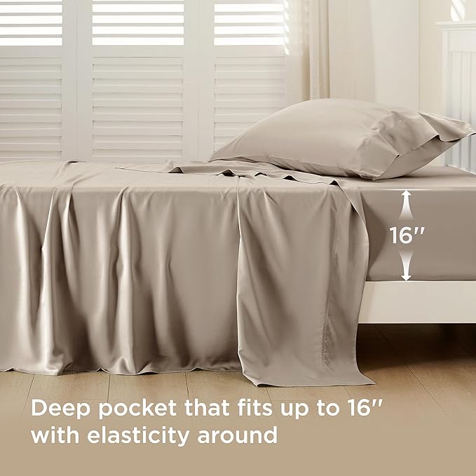 Bedsure Cooling Sheets Twin, Rayon Derived from Bamboo, Breathable & Soft Twin - Image 3