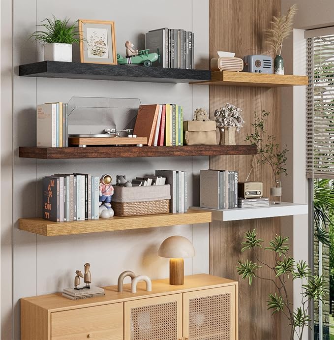 Heimlove 12" Deep Black Floating Shelves - Image 2