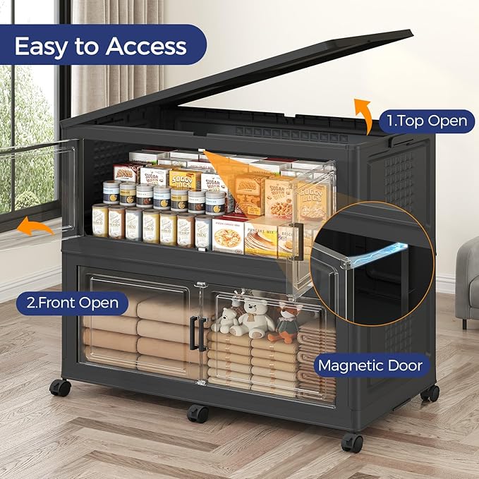 120GAL Storage Bins with Lid and Wheels, Stackable Closet Organizers and - Image 4