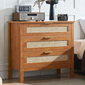 LEYAOYAO 31.5" Wide Rattan Nightstand, Large Boho 3 Drawer Night Stand by LEYAOYAO-Findtheshiningpointofyourideallife%EF%BC%81