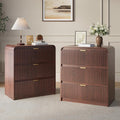 FURSUN 32" Tall Fluted Nightstand Set of 2, 3 Drawers Wooden End Table w/Storage by FURSUN