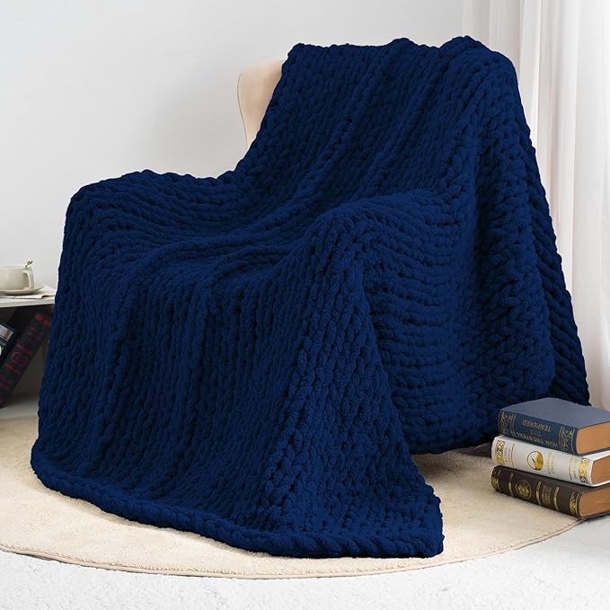 Chunky Knit Throw Blanket 60"X 80", 100% Handmade - Image 9