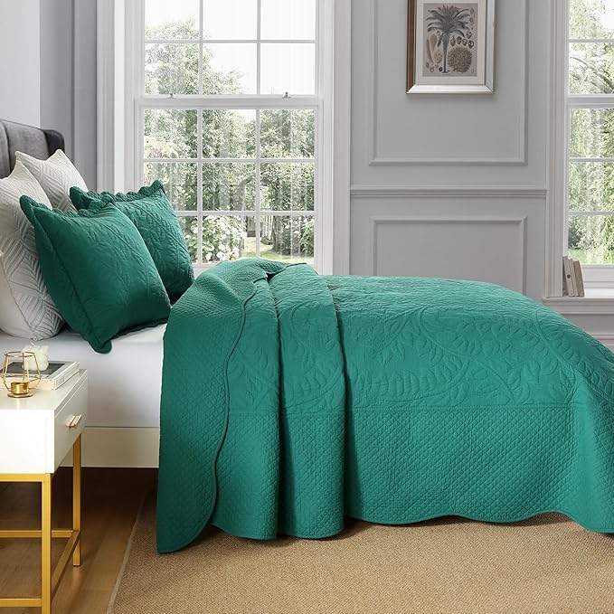 MarCielo 3-Piece 100% Cotton Oversized Bedspread Lightweight Quilt Coverlet - Image 3
