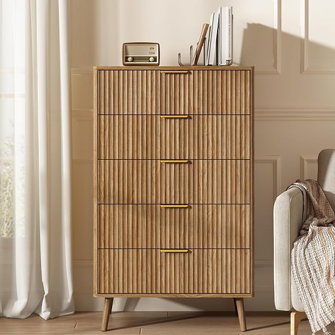 CARPETNAL Fluted 5 Drawers Dresser - Image 3