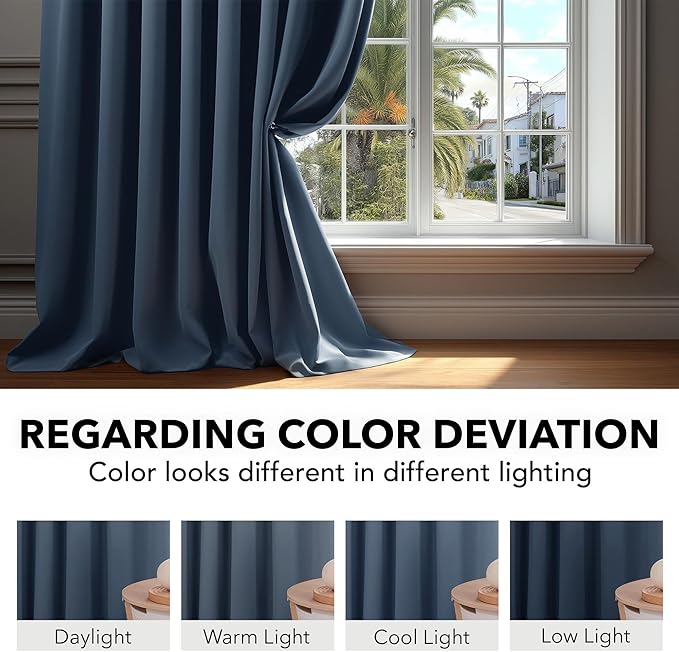 Deconovo Blackout Curtains, Thermal Insulated, W70 x L84 2 Panels, Back Tab - Image 6