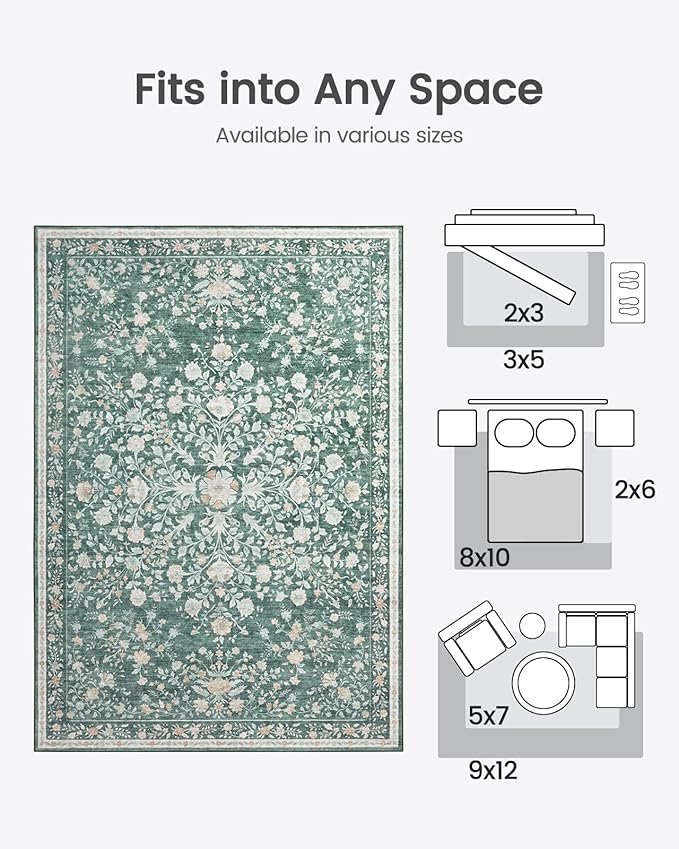 AMADA HOMEFURNISHING 8x10 Area Rugs, Washable Low-Profile Large Living Room Rug - Image 2