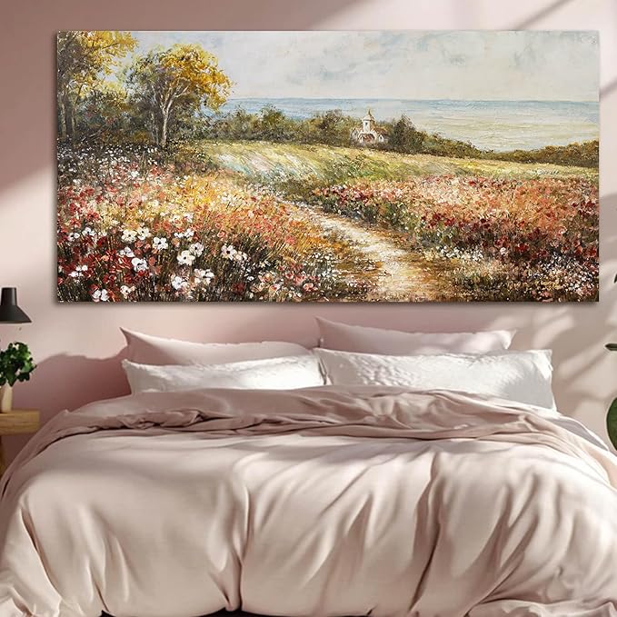 YETHEN WAL Floral Country Meadow Canvas Wall Art – Extra Large Cottage - Image 4