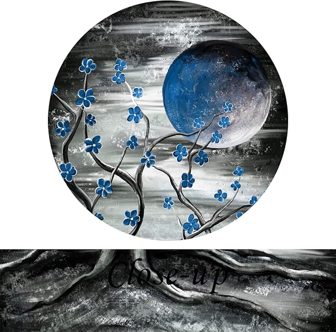 KREATIVE ARTS 3 Piece Full Moon Tree Canvas Wall Art Modern Abstract Black and - Image 5