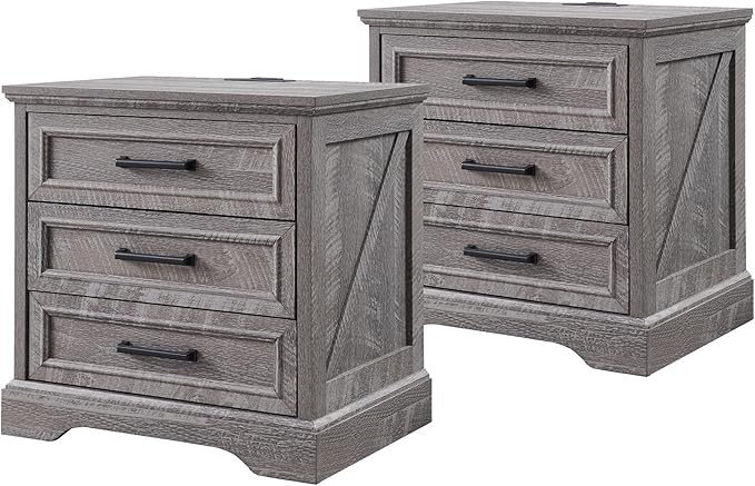 ACCOHOHO Farmhouse Nightstands Set of 2, 22 Inch Wide End Table by ACCOHOHO